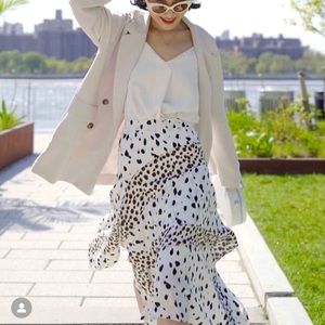 White and Black Print Layered Skirt Petite Studio